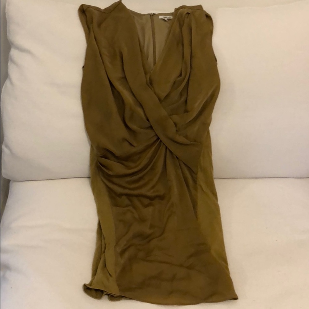 SOLD Helmet Lang Gold Tan Silk Jersey Dress sz 2